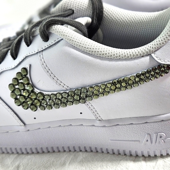 ?New Nike Air Force1 Sneaker Shoes Custom w/ Black Rhinestone Crystals ?